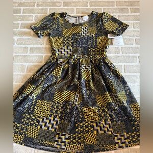 LuLaRoe Women's Dress - Black and Yellow Geometric